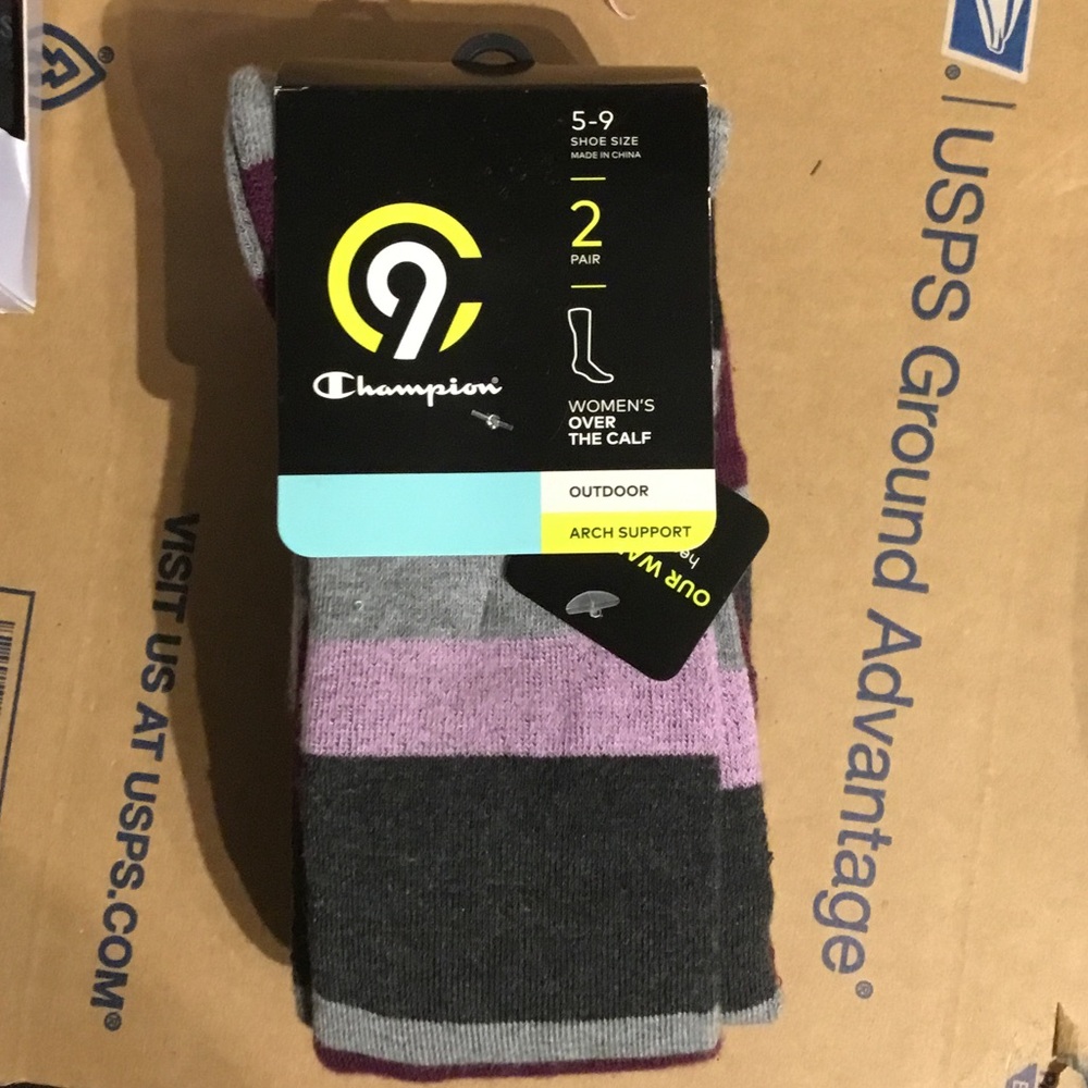 Champion Women's Striped Over-the-Calf Socks - Gray & Purple